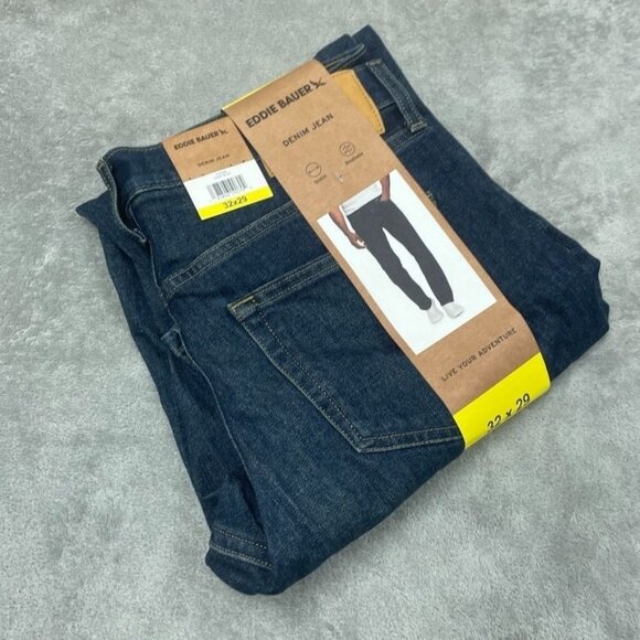 Eddie Bauer Mens Denim Jeans 32x29 Dark Blue Stretch & Breathable 6870 - Picture 1 of 7
